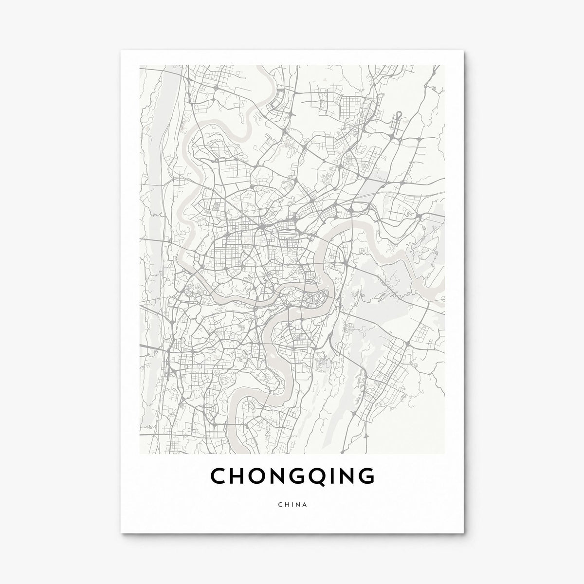 Chongqing Map Poster, print only (unframed)
