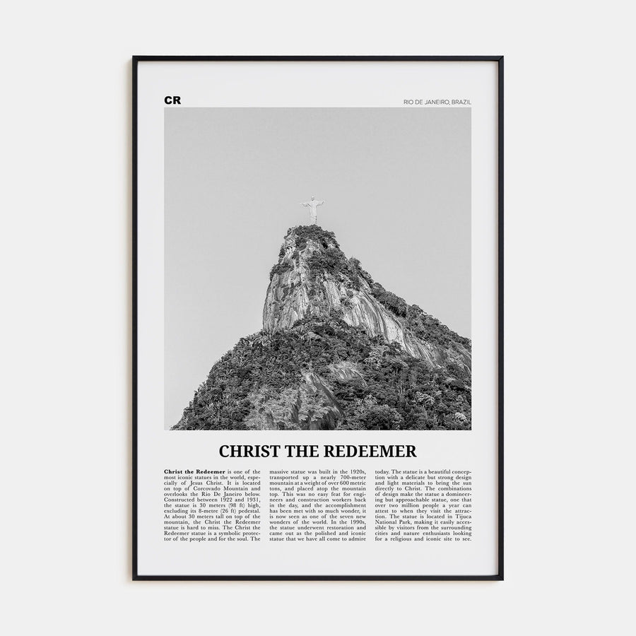 Christ the Redeemer Poster None / 8x12 in Nbourhood Travel B&W Poster