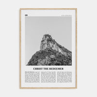 Christ the Redeemer Poster Natural Wood / 8x12 in Nbourhood Travel B&W Poster