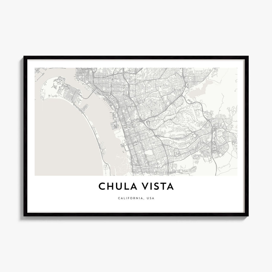 Chula Vista Map Poster, framed poster mockup