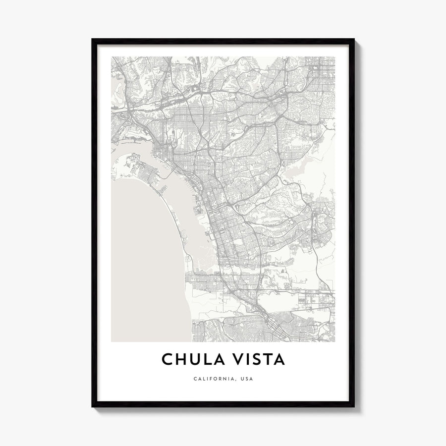 Chula Vista Map Poster, framed poster mockup