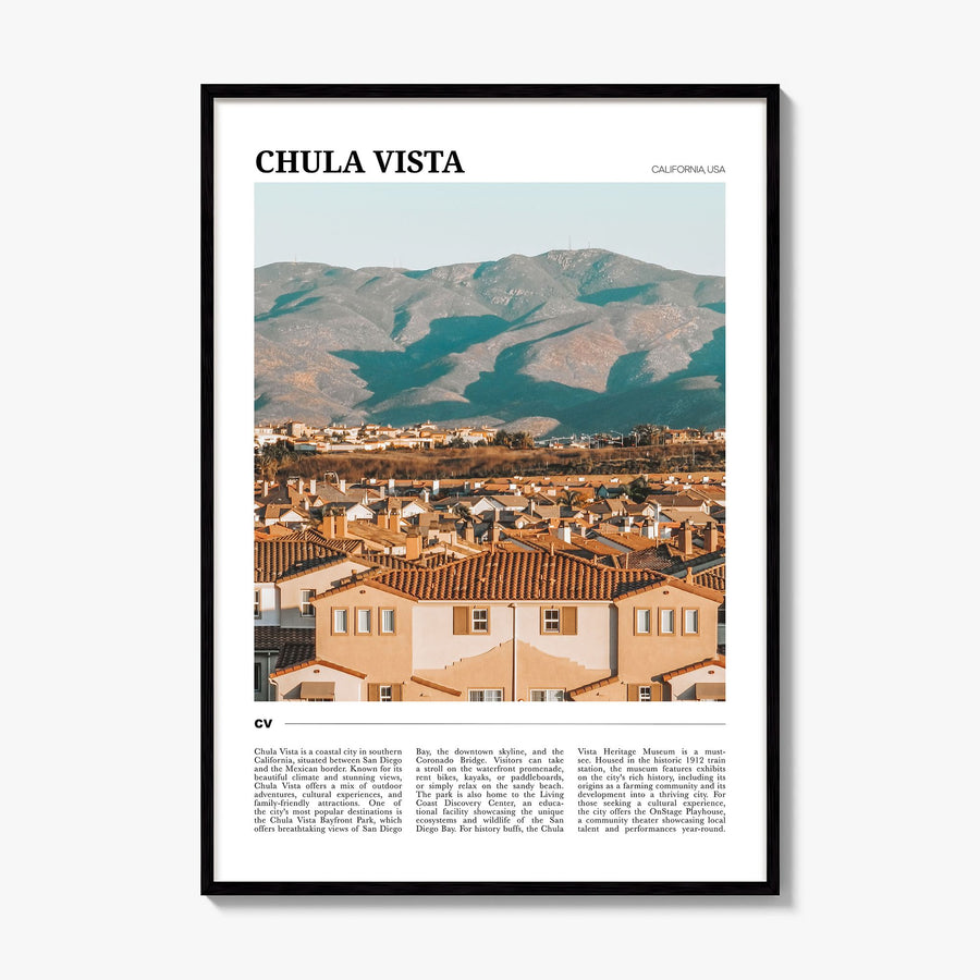 Chula Vista Travel Poster, framed poster mockup