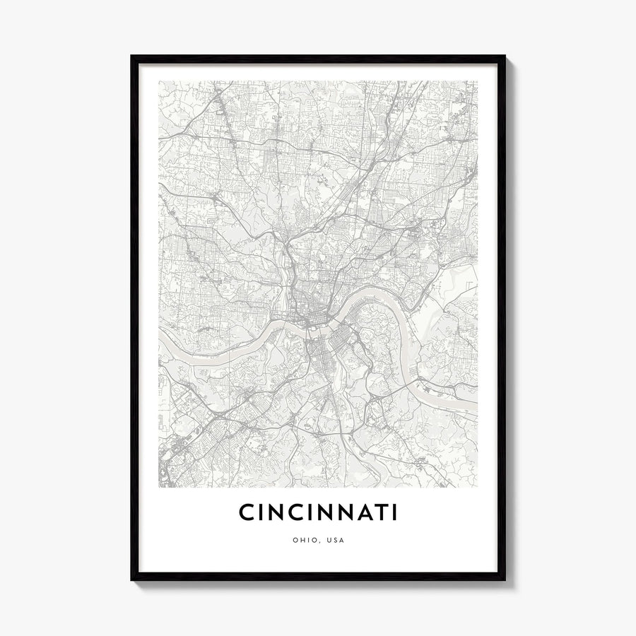 Cincinnati Map Poster, framed poster mockup