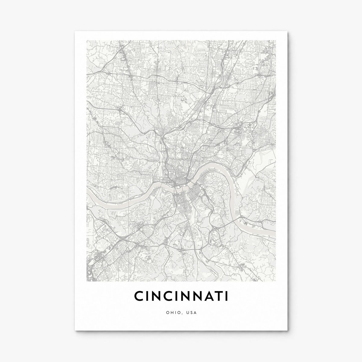 Cincinnati Map Poster, print only (unframed)
