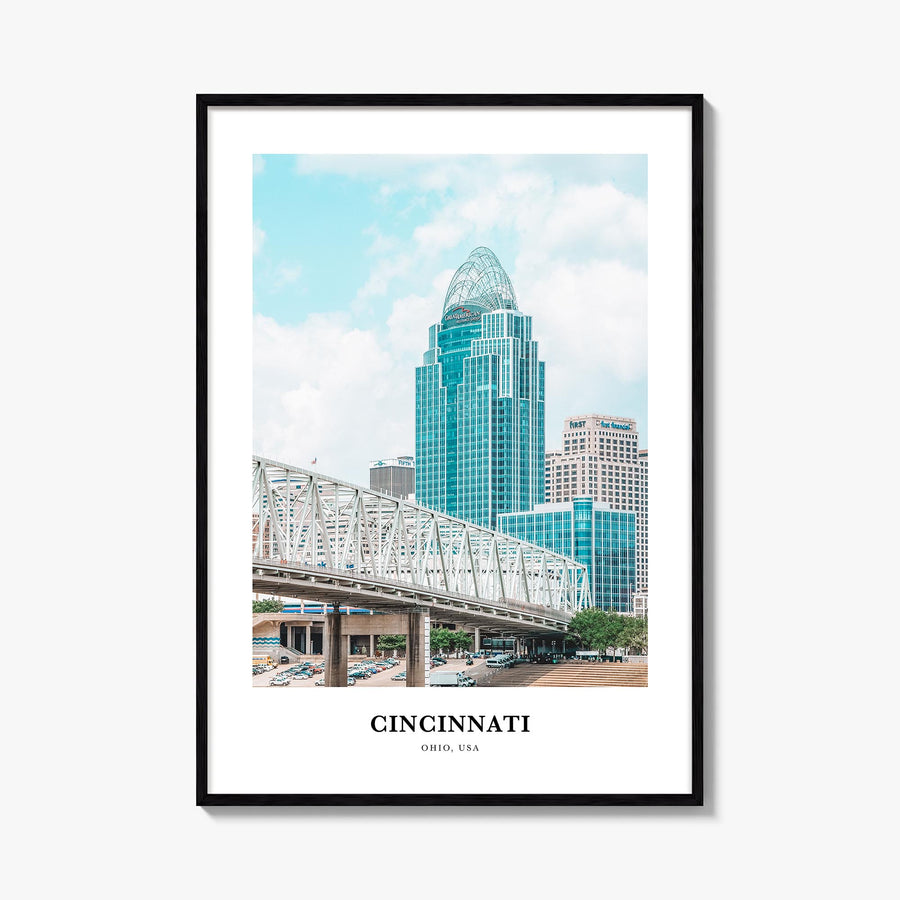 Cincinnati no. 1 colorful classic poster of Ohio, USA – vertical wall art, unframed print shown in interior mockup