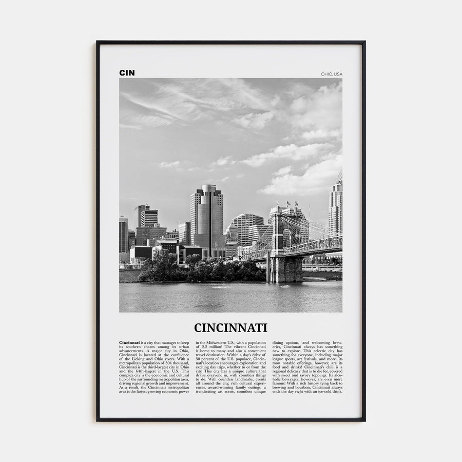 Cincinnati No 1 Poster None / 8x12 in Nbourhood Travel B&W Poster