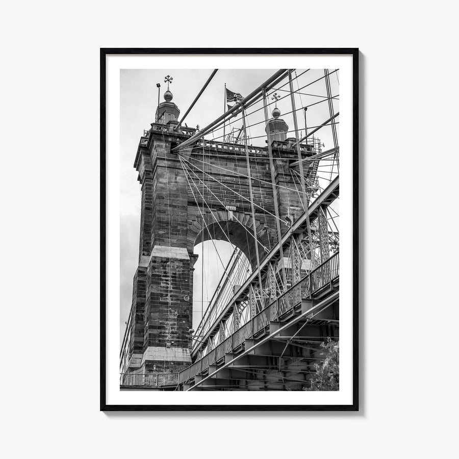 Cincinnati no. 2 black & white photo poster of Ohio, USA – vertical wall art, unframed print shown in interior mockup