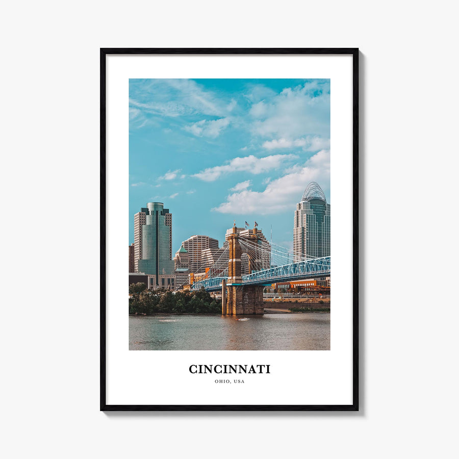 Cincinnati no. 2 colorful classic poster of Ohio, USA – vertical wall art, unframed print shown in interior mockup