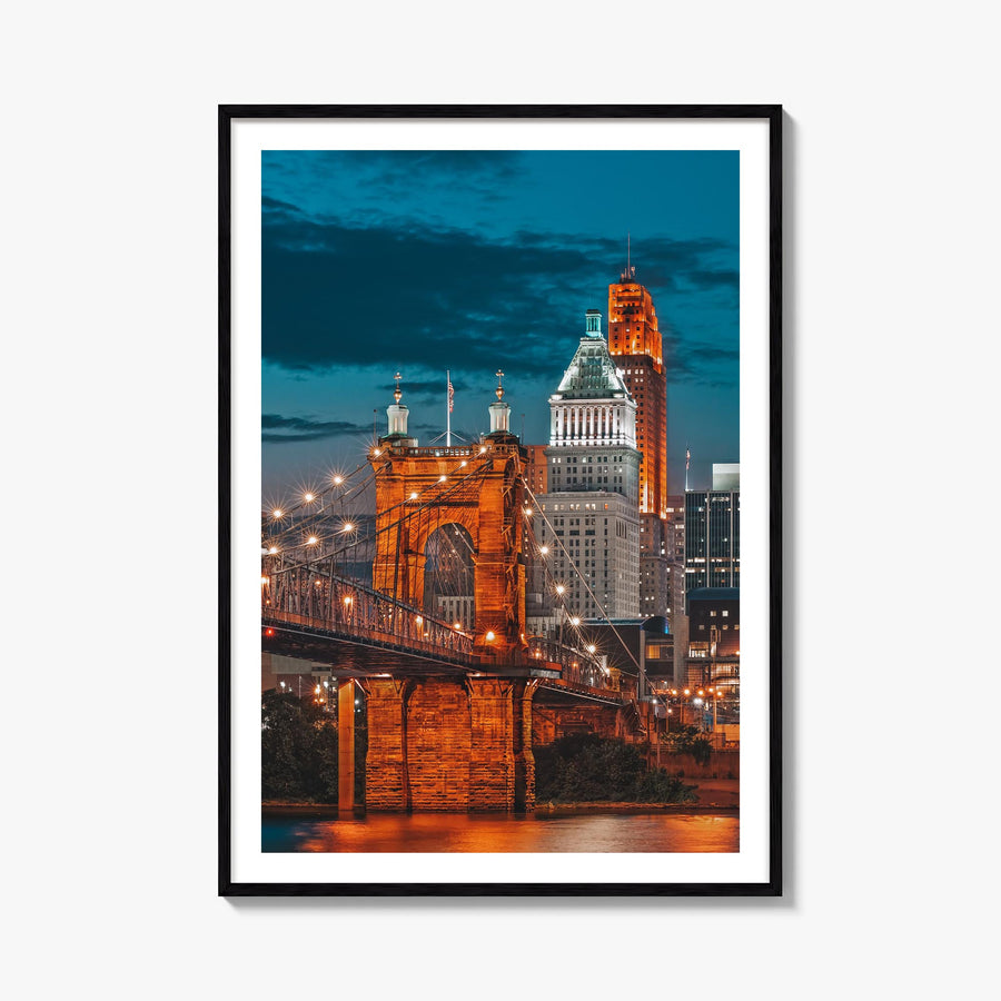 Cincinnati no. 2 colorful photo poster of Ohio, USA – vertical wall art, unframed print shown in interior mockup