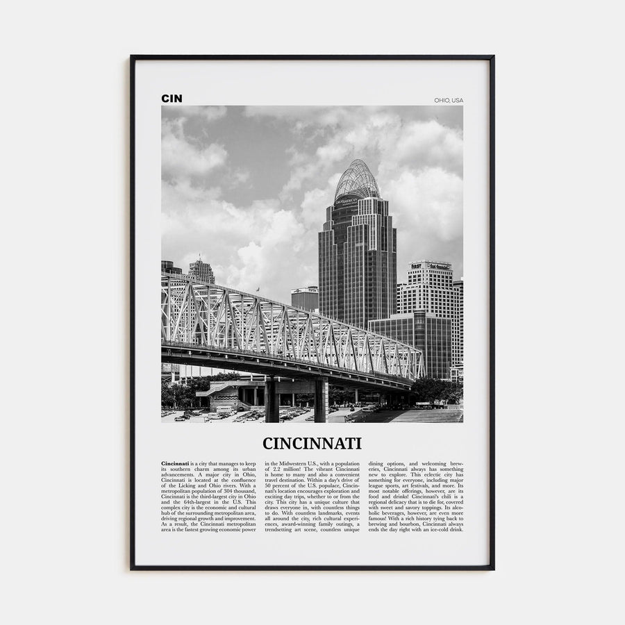 Cincinnati No 2 Poster None / 8x12 in Nbourhood Travel B&W Poster