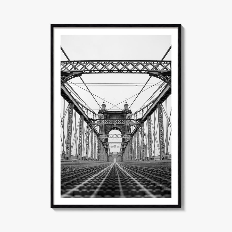 Cincinnati no. 3 black & white photo poster of Ohio, USA – vertical wall art, unframed print shown in interior mockup