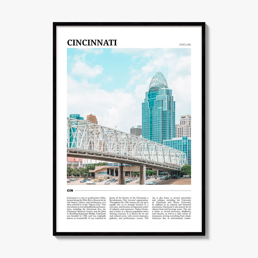 Cincinnati Travel No 1 Poster, framed poster mockup