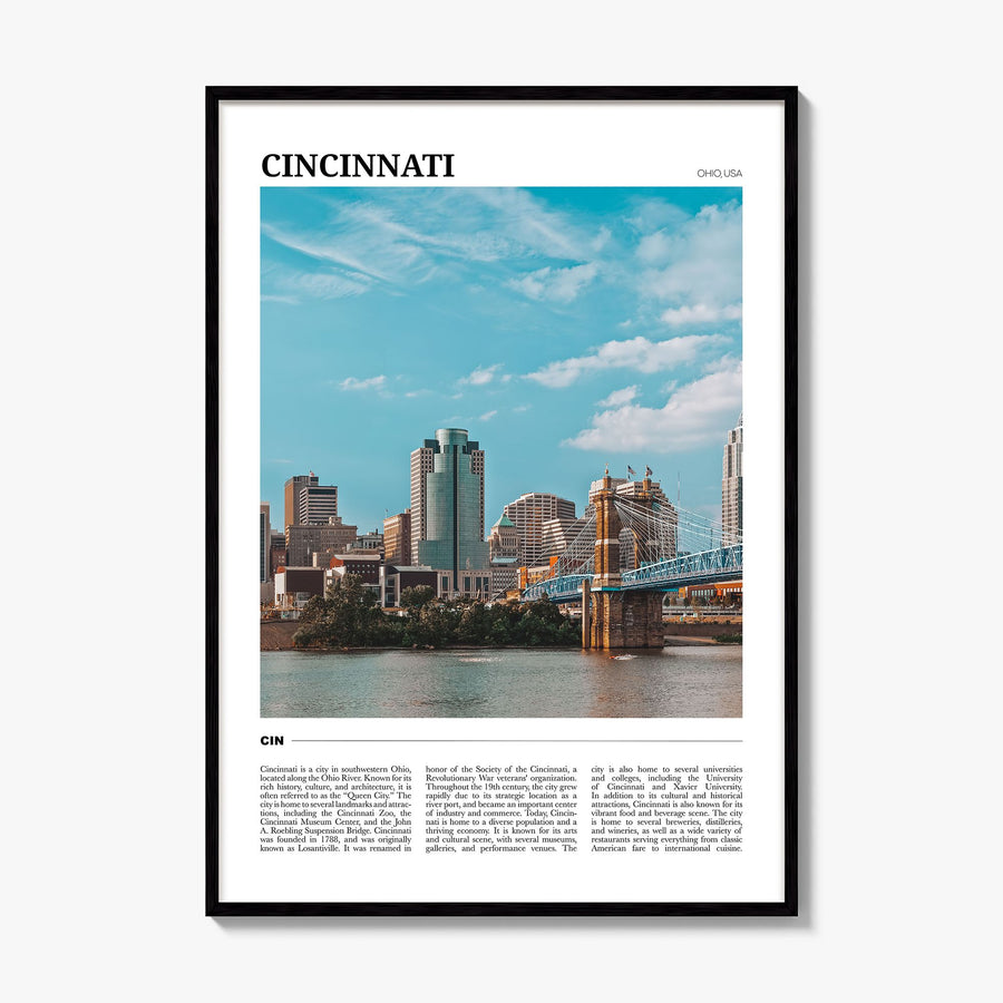 Cincinnati Travel No 2 Poster, framed poster mockup