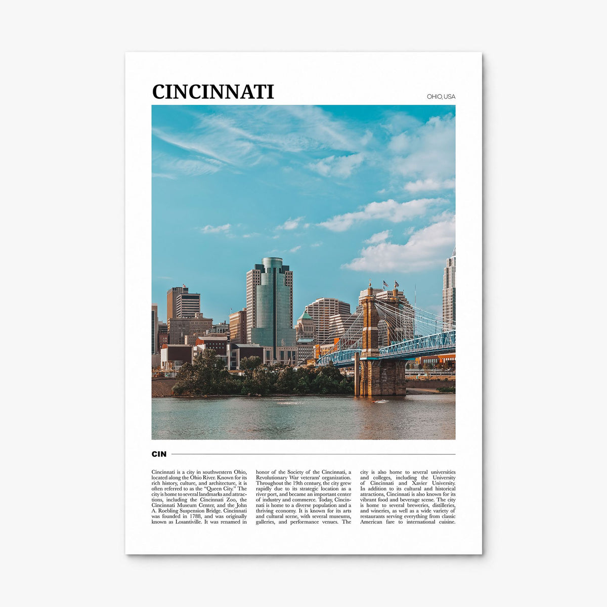 Cincinnati Travel No 2 Poster, print only (unframed)