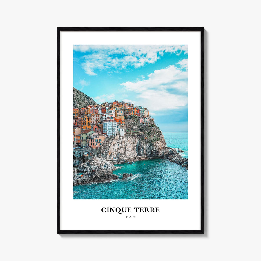 Cinque Terre colorful classic poster of Italy – vertical wall art, unframed print shown in interior mockup
