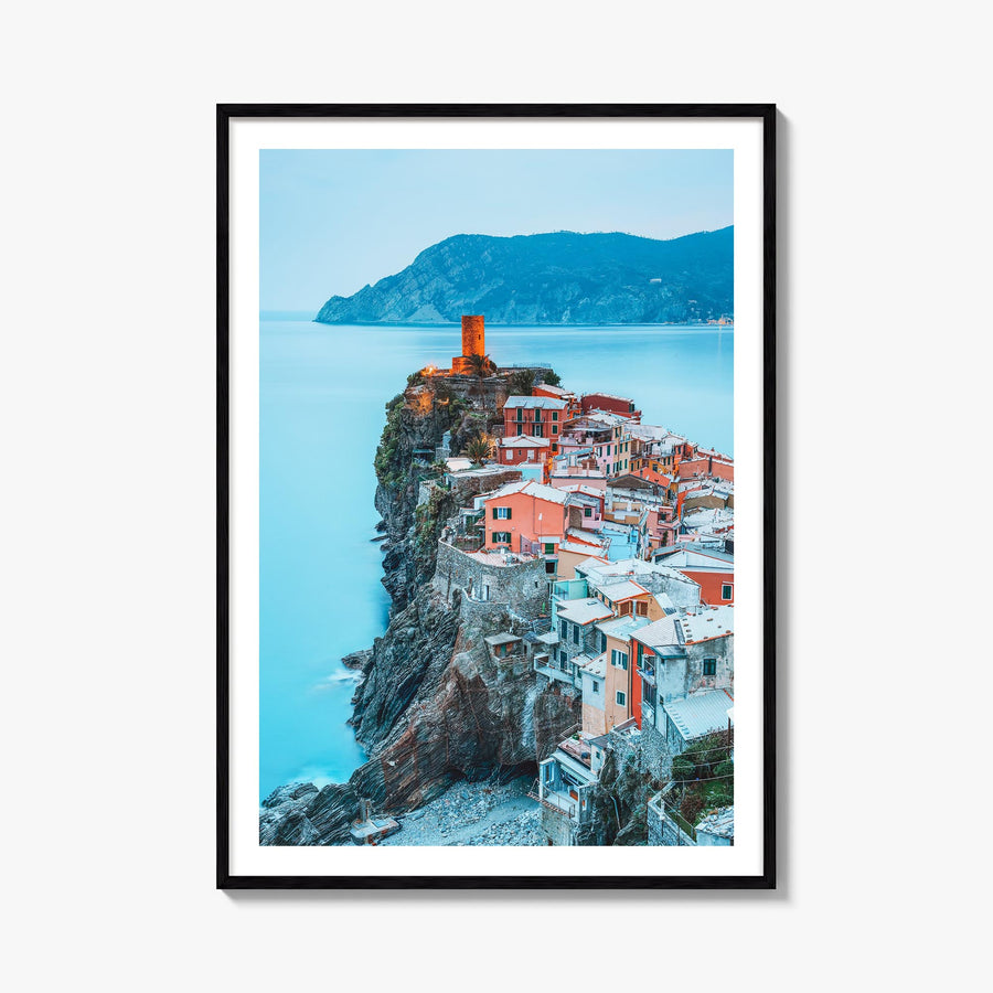 Cinque Terre no. 2 colorful photo poster of Italy – vertical wall art, unframed print shown in interior mockup