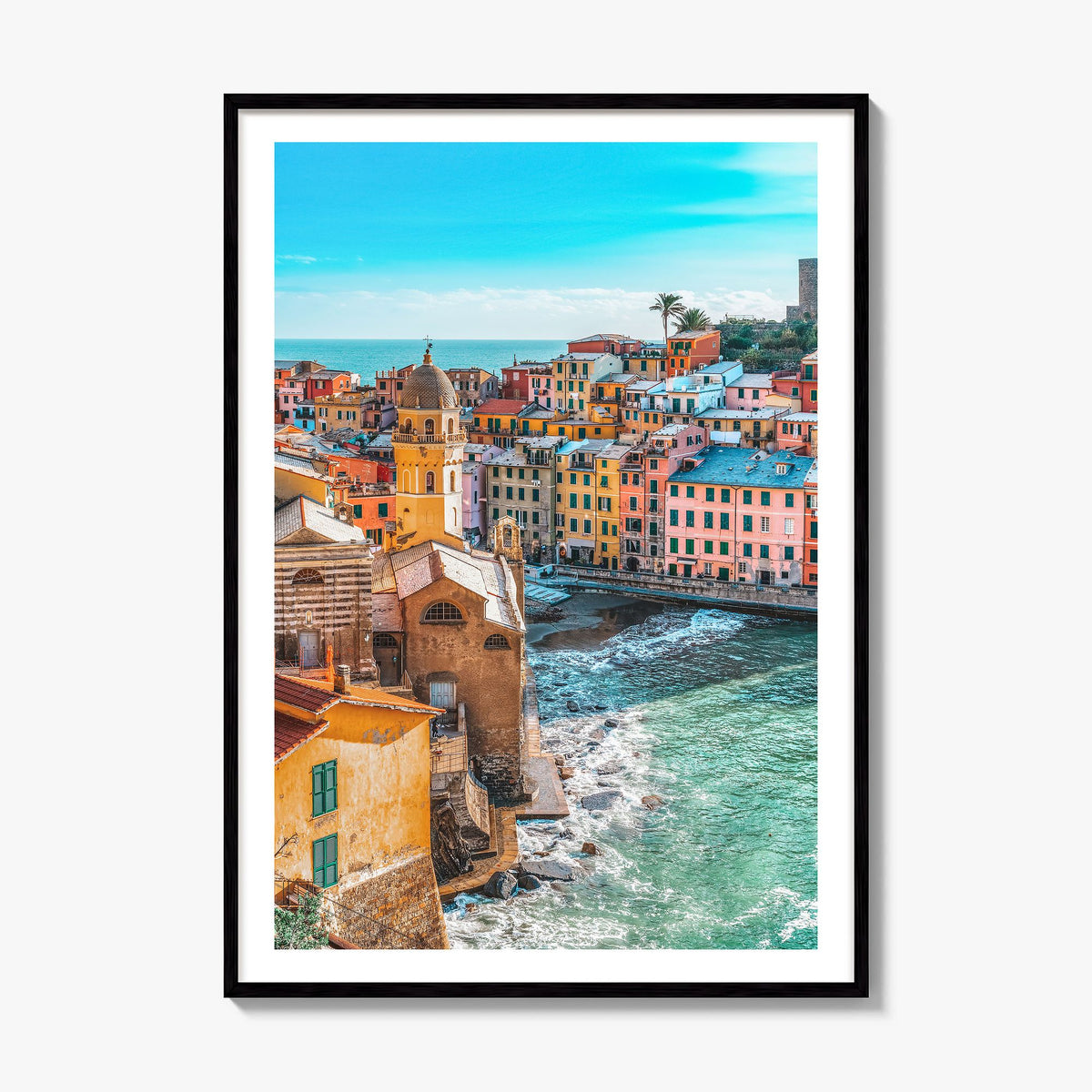 Cinque Terre Photo No 3 Poster, framed poster mockup, white border