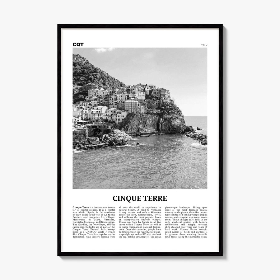 Cinque Terre Newspaper No 1 Poster, framed poster mockup