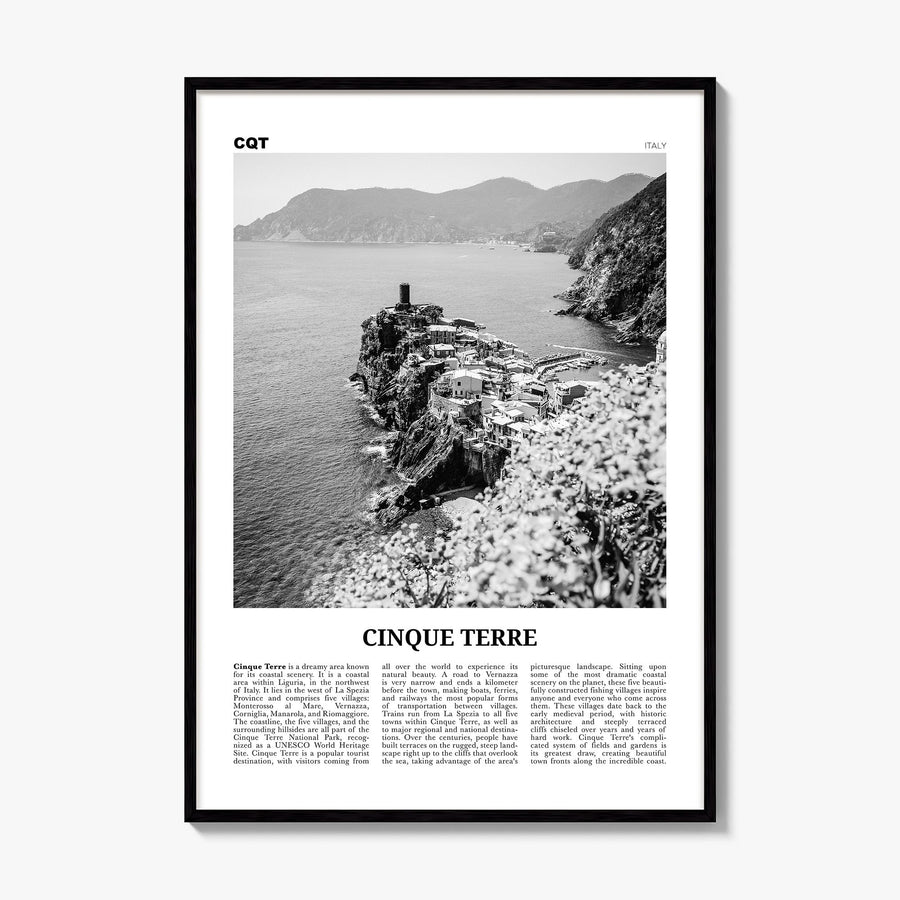 Cinque Terre Newspaper No 2 Poster, framed poster mockup