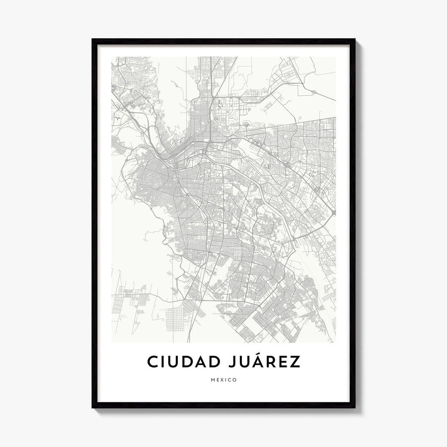 Ciudad Juárez Map Poster, framed poster mockup