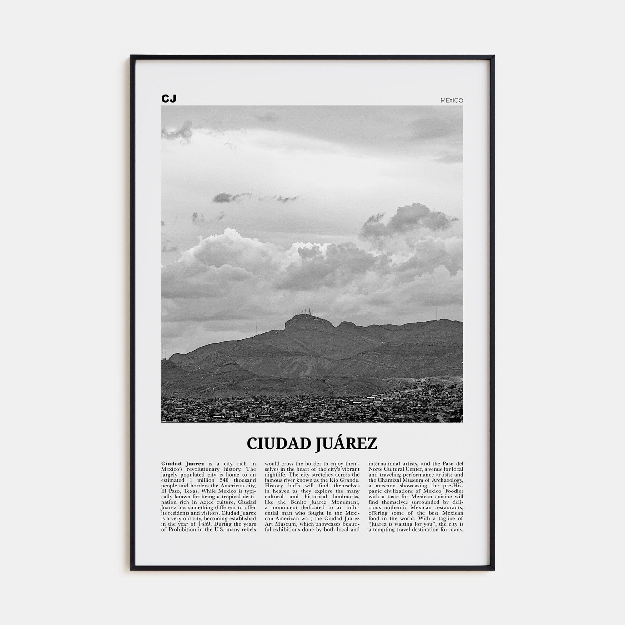 Ciudad Juárez Poster None / 8x12 in Nbourhood Travel B&W Poster