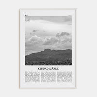 Ciudad Juárez Poster White Wood / 8x12 in Nbourhood Travel B&W Poster