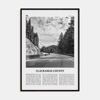 Clackamas County Poster Black Wood / 8x12 in Nbourhood Travel B&W Poster