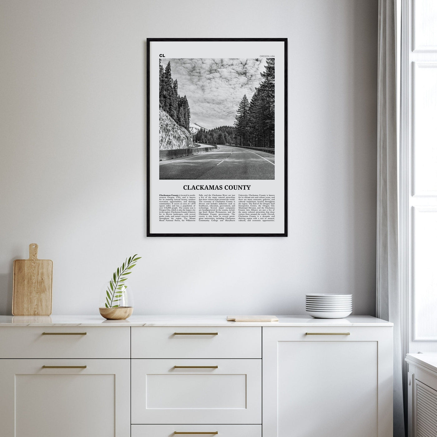 Clackamas County Poster Nbourhood Travel B&W Poster