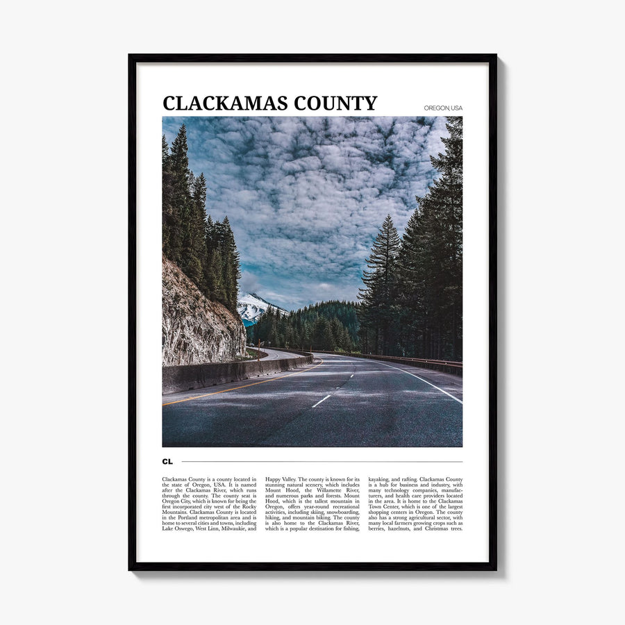 Clackamas County Travel Poster, framed poster mockup