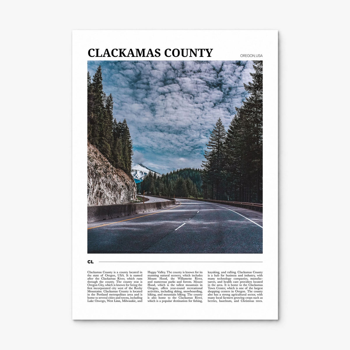 Clackamas County Travel Poster, print only (unframed)