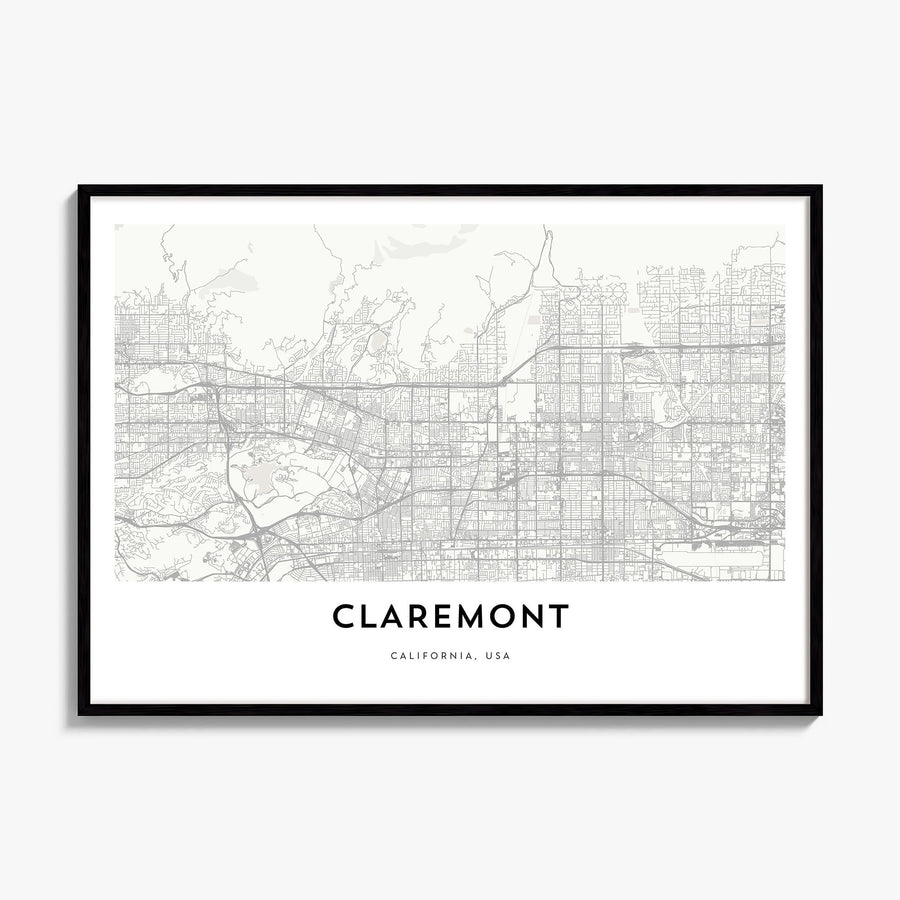 Claremont Map Poster, framed poster mockup