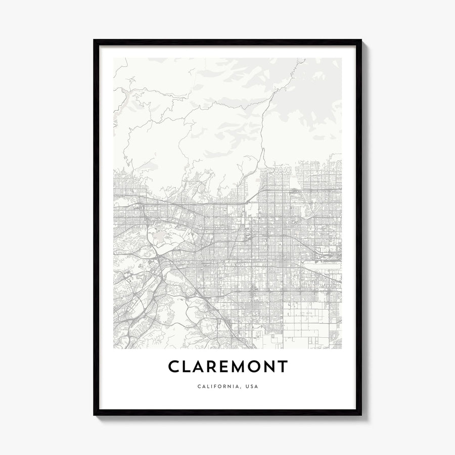 Claremont Map Poster, framed poster mockup