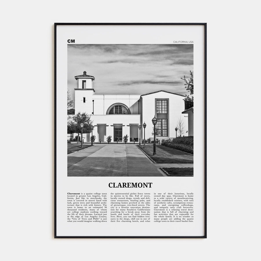 Claremont Poster None / 8x12 in Nbourhood Travel B&W Poster