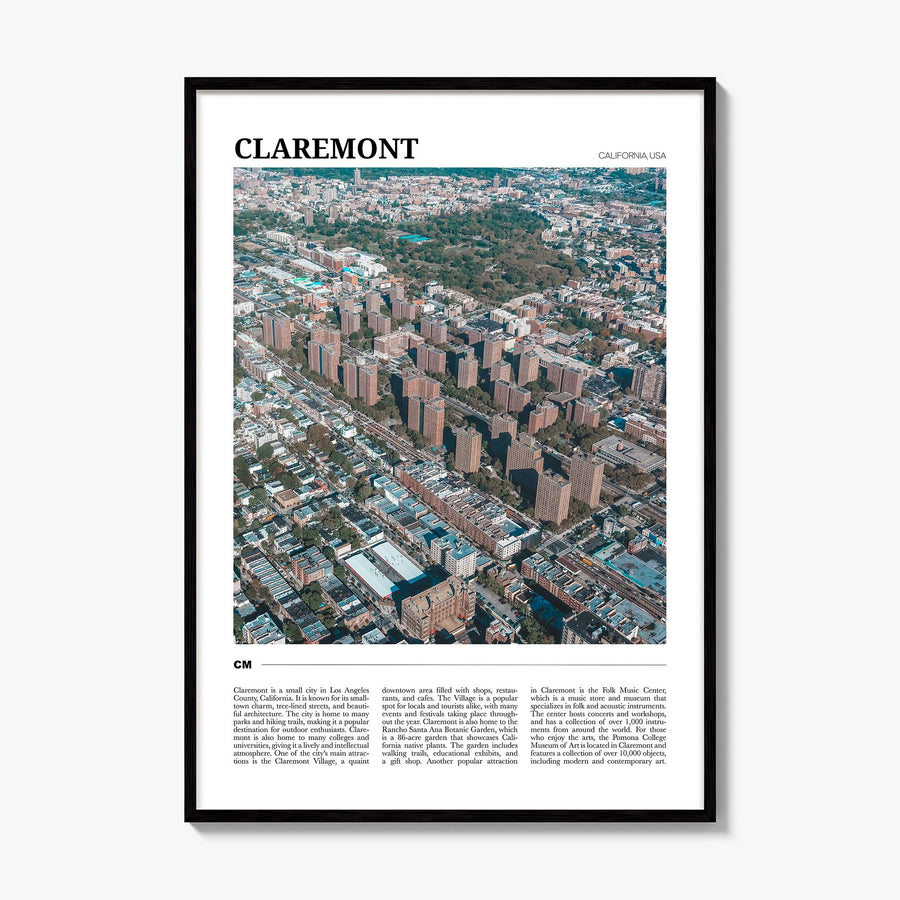 Claremont Travel Poster, framed poster mockup