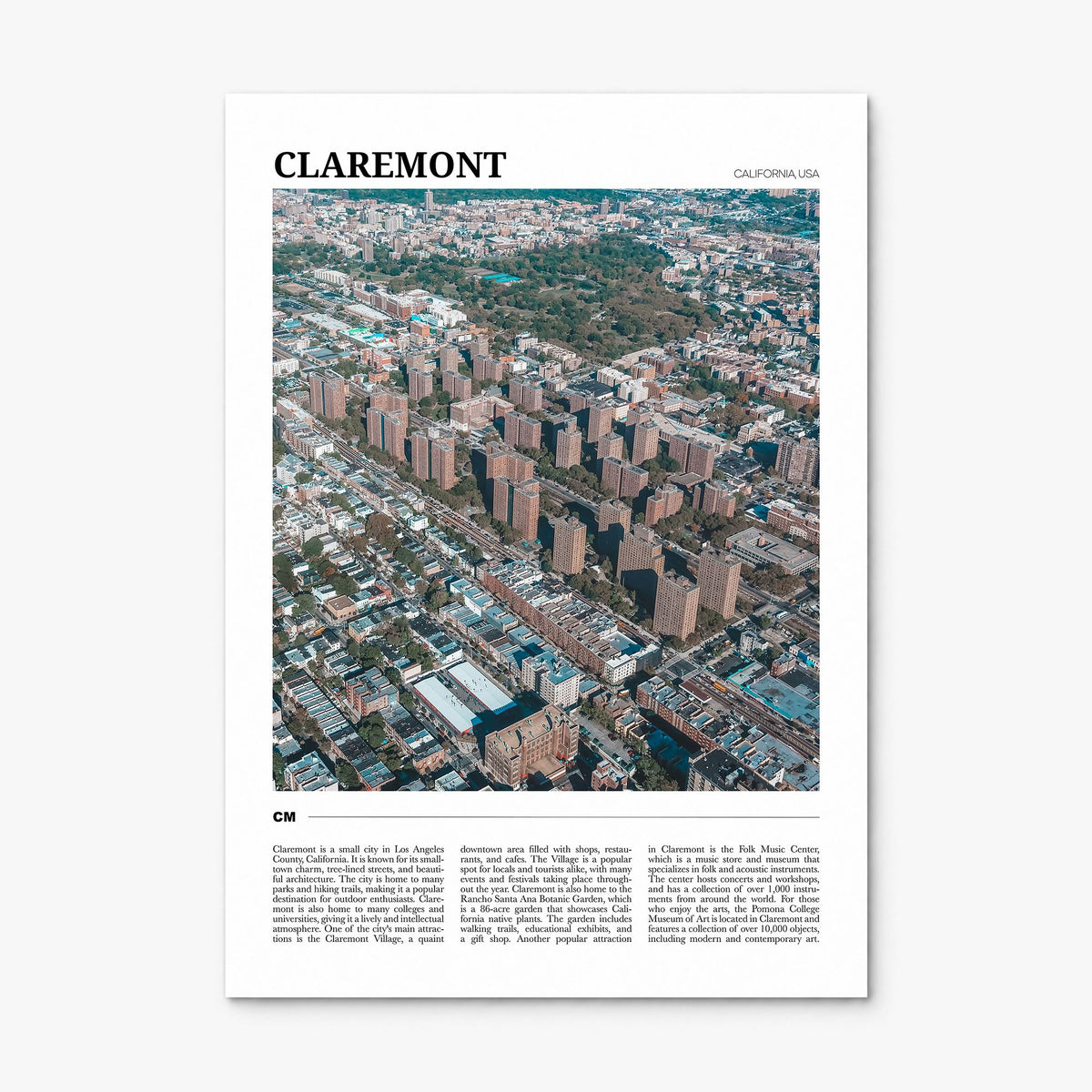Claremont Travel Poster, print only (unframed)