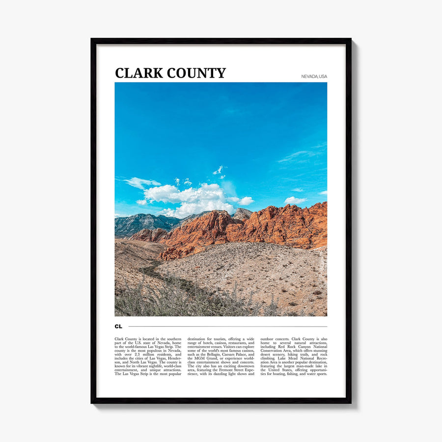 Clark County Travel Poster, framed poster mockup