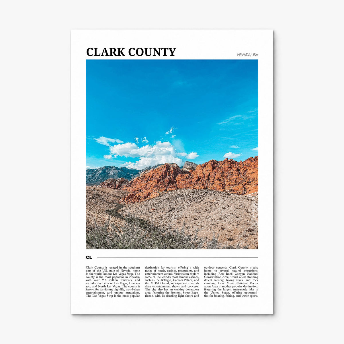 Clark County Travel Poster, print only (unframed)