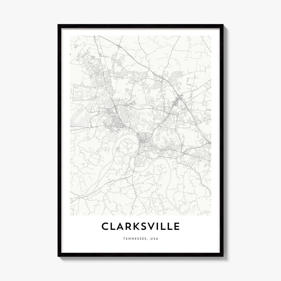 Clarksville Map Poster, framed poster mockup