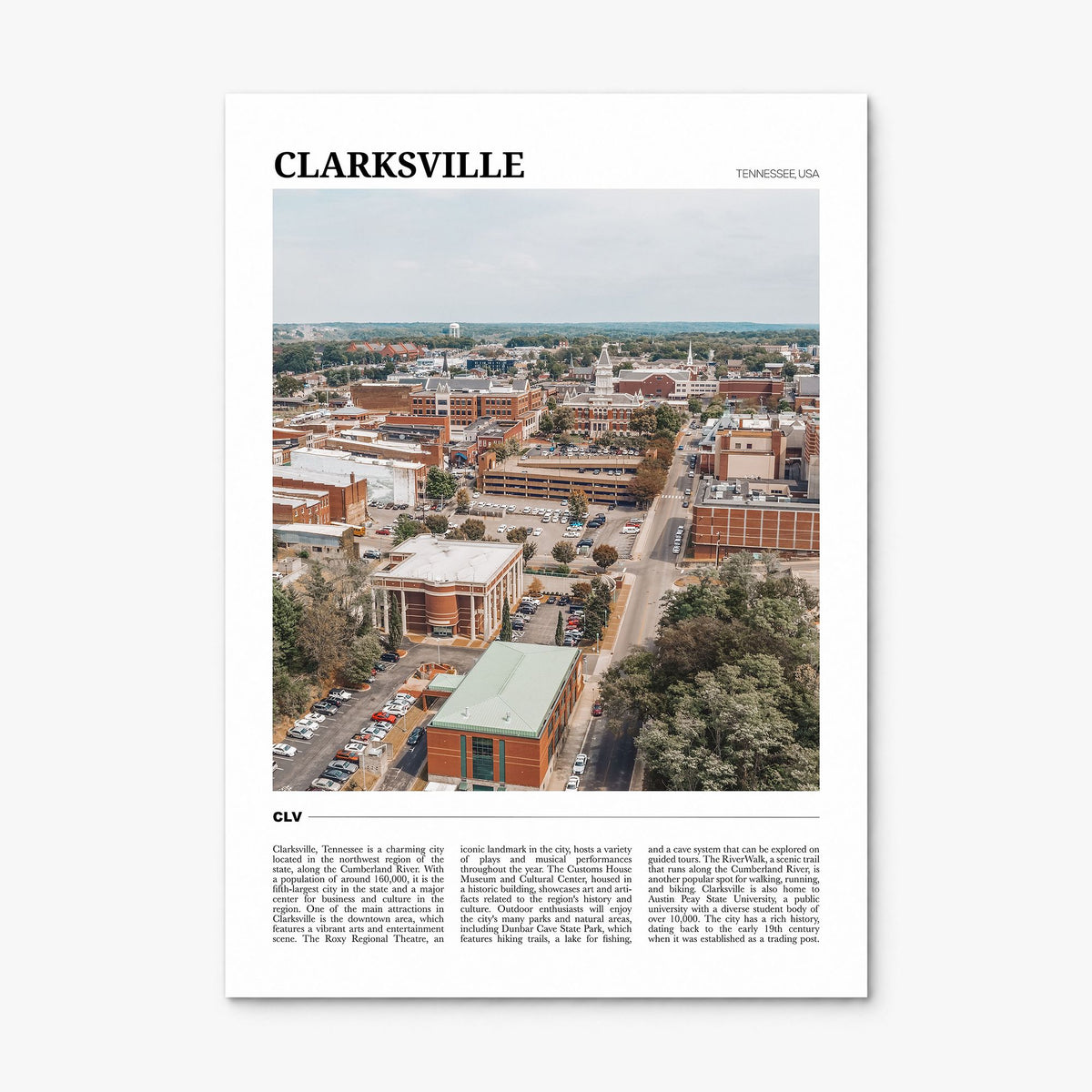 Clarksville Travel Poster, print only (unframed)