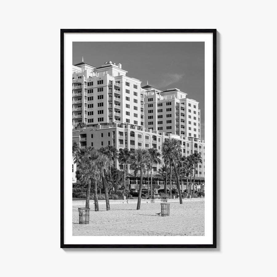 Clearwater no. 1 black & white photo poster of Florida, USA – vertical wall art, unframed print shown in interior mockup