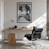 Clearwater no. 2 black & white photo poster of Florida, USA – vertical wall art in black wood frame with white border, hangin