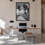 Clearwater no. 2 black & white photo poster of Florida, USA – vertical wall art in black wood frame, hanging on wall