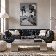 Clearwater no. 2 black & white photo poster of Florida, USA – vertical wall art in natural wood frame, hanging on wall