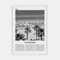 Clearwater Poster White Wood / 8x12 in Nbourhood Travel B&W Poster