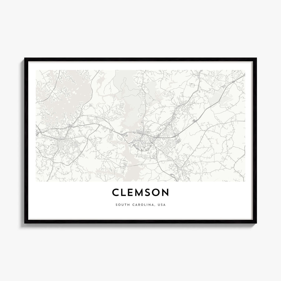 Clemson Map Poster, framed poster mockup