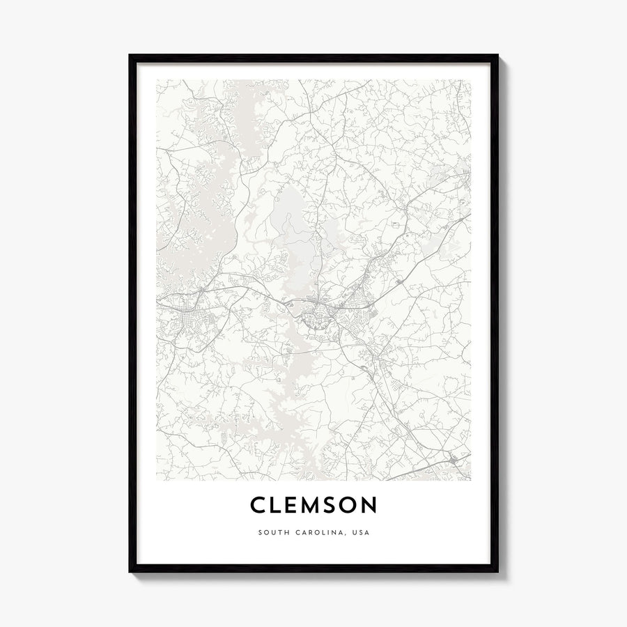 Clemson Map Poster, framed poster mockup
