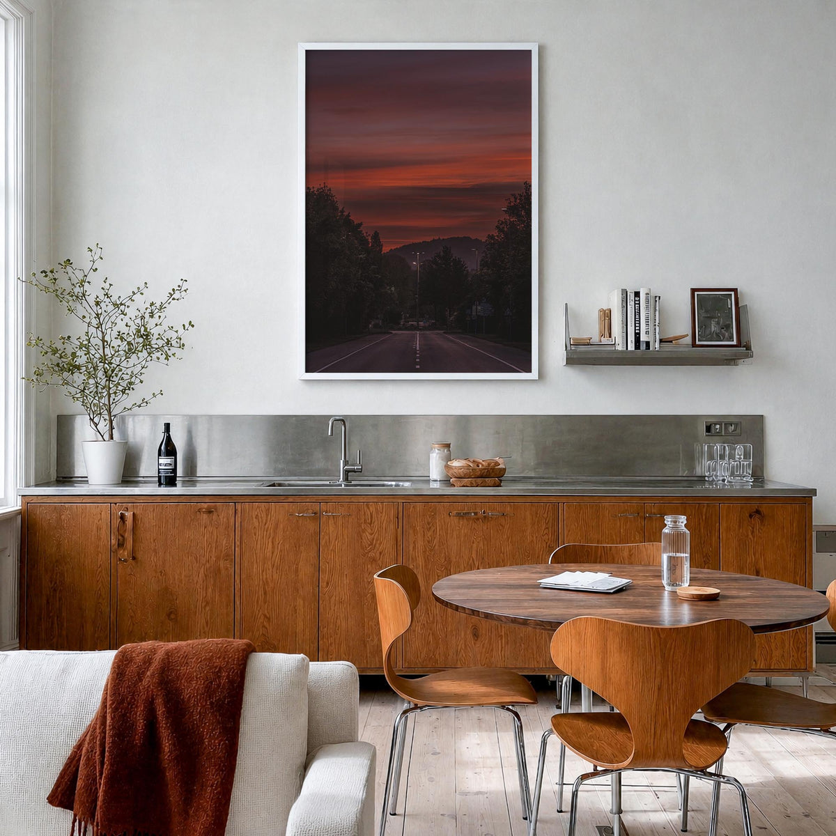 Clemson no. 2 colorful photo poster of South Carolina, USA – vertical wall art in white wood frame, hanging on wall