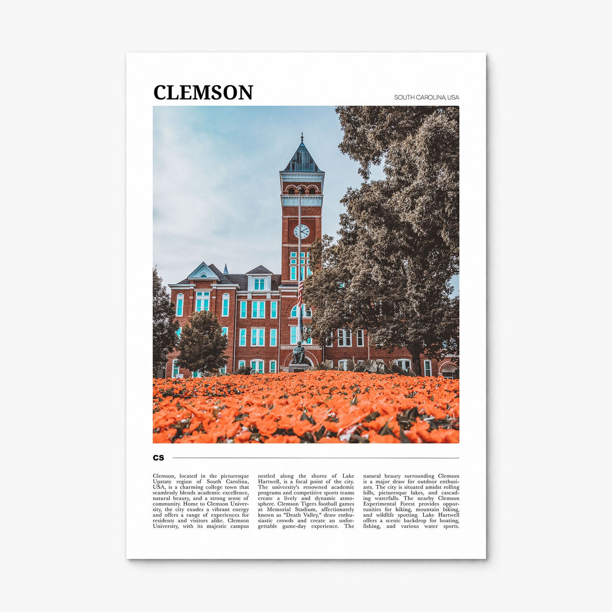 Clemson Travel Poster, print only (unframed)