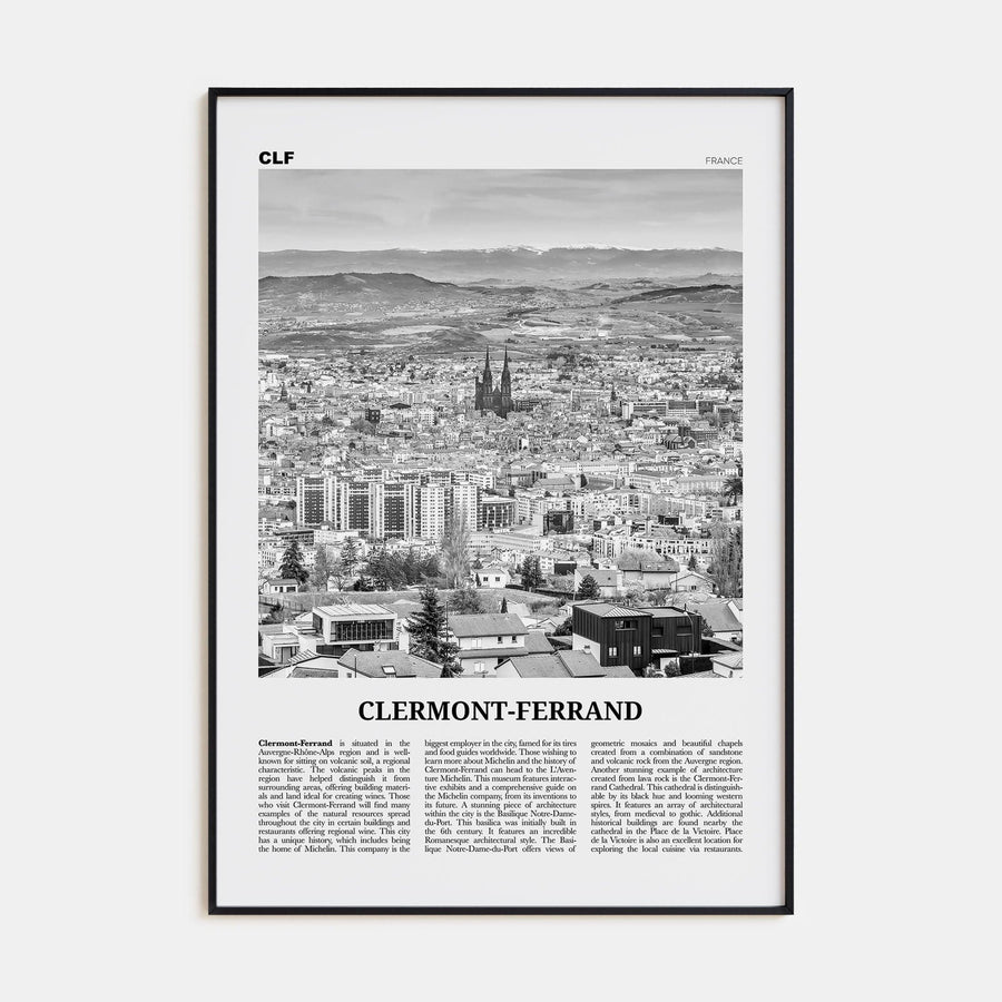 Clermont-Ferrand Poster None / 8x12 in Nbourhood Travel B&W Poster