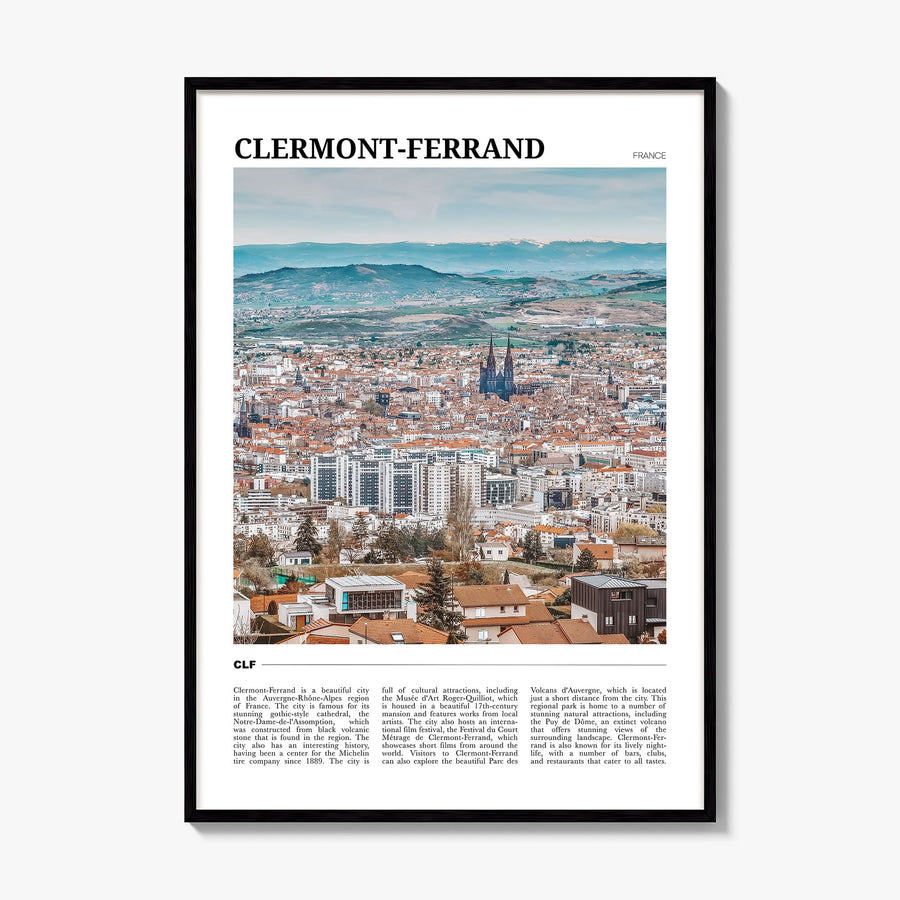 Clermont-Ferrand Travel Poster, framed poster mockup
